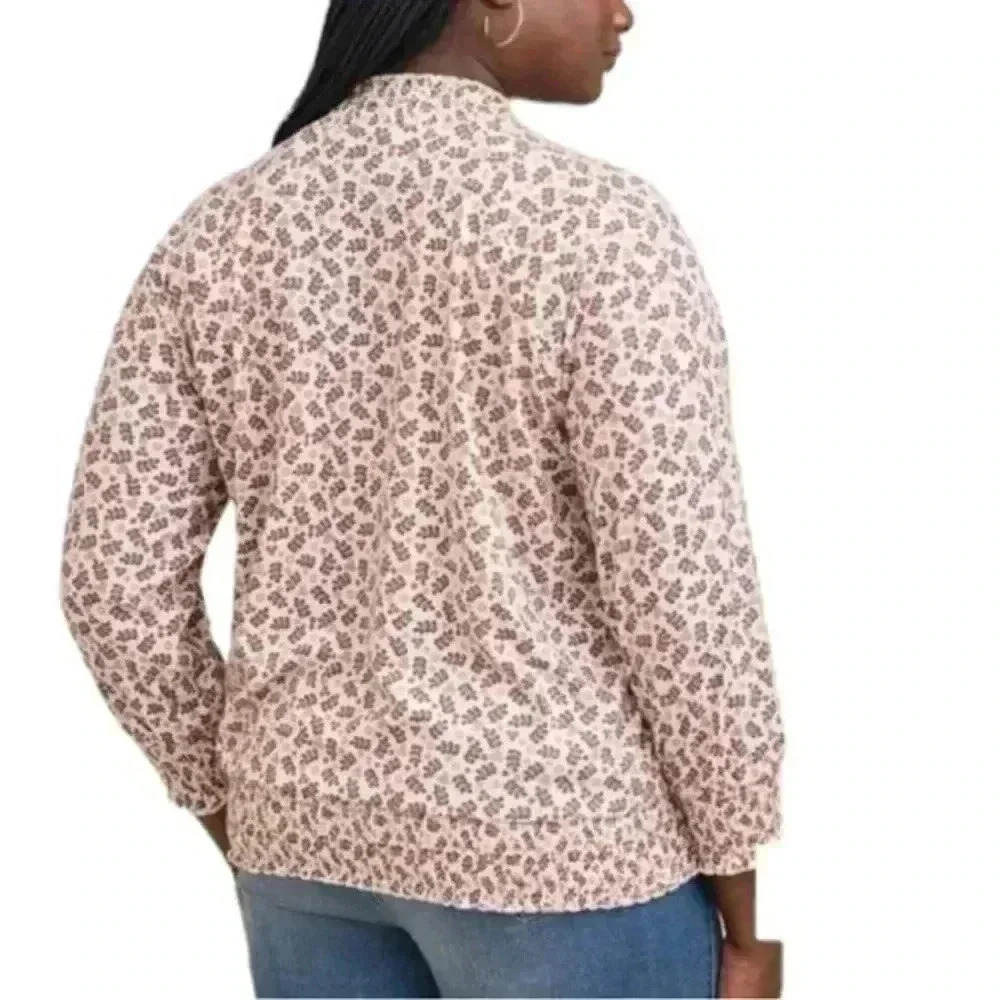 TORRID Textured Jersey Choker Neck Smocked Bottom Top - Picture 2 of 9